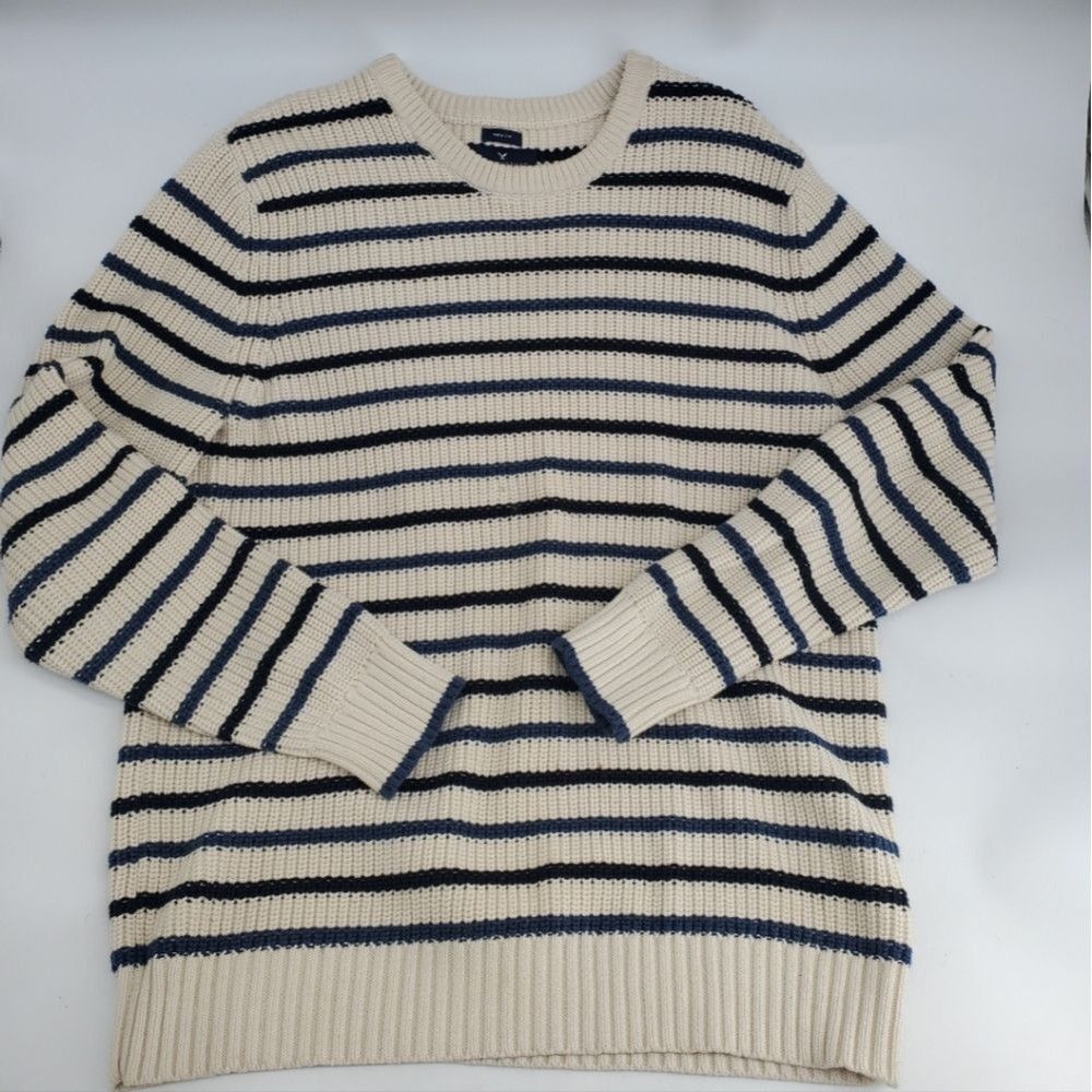 American Eagle Sweater Chunky Crewneck Striped Extra Large Prep Fit